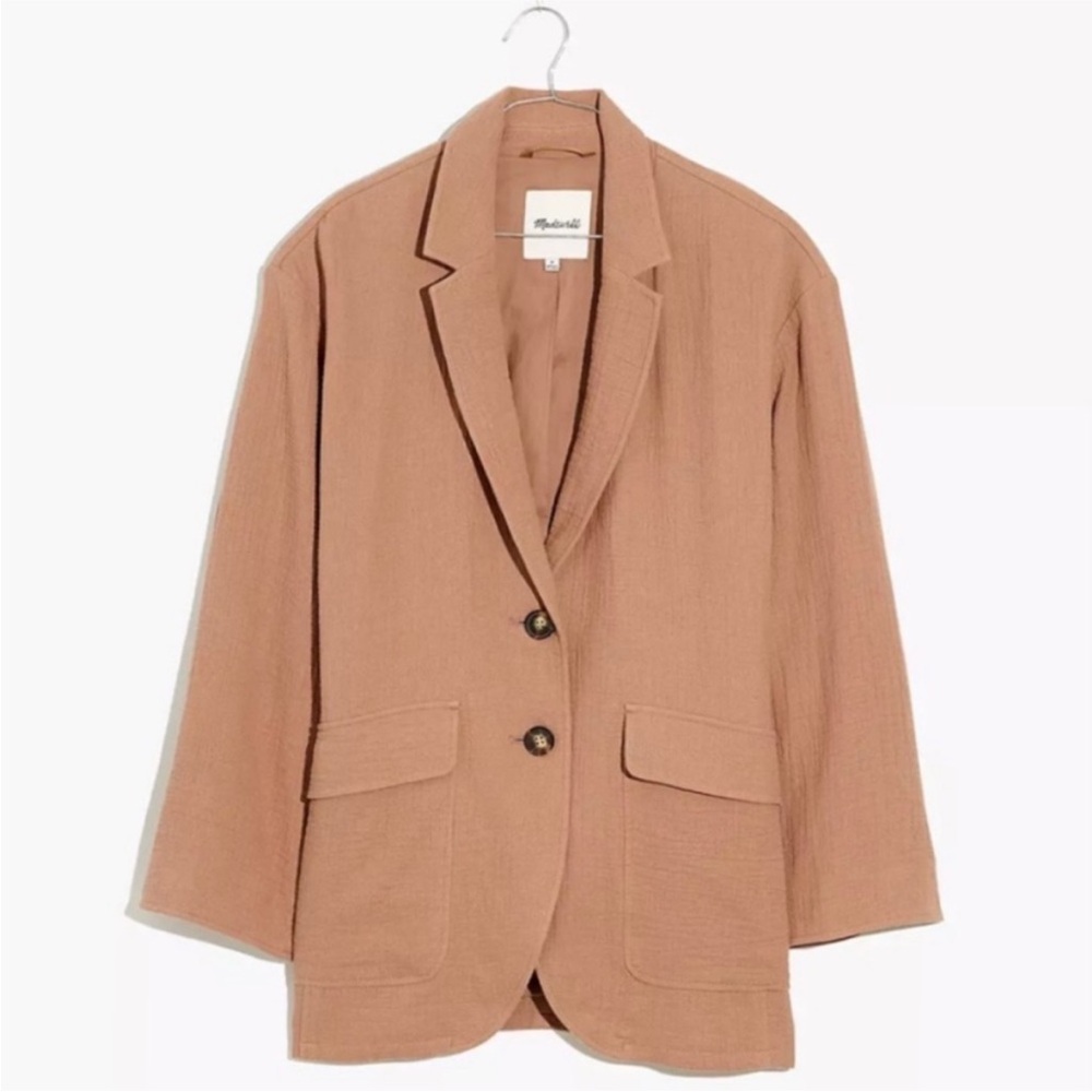 Madewell Womens Relaxed Larsen Blazer Size XL Cotten-Linen Solid Faded Earth NWT